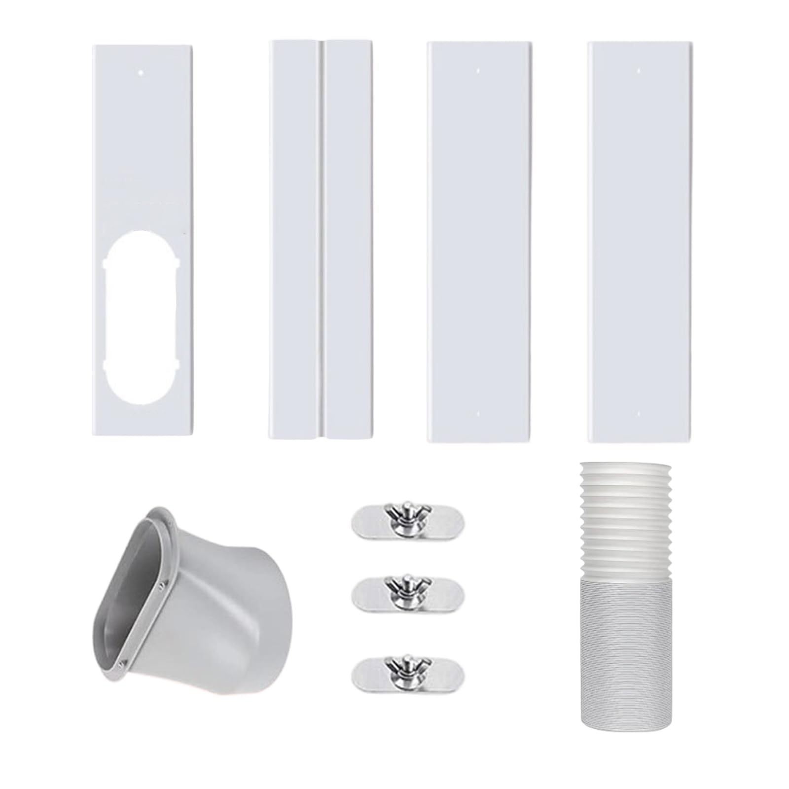 Klimaanlage Fensterabdichtung Set für Mobile Klimaanlage Verstellbare Fensterblende aus PVC mit 15 cm Schlauchadapter Abluftschlauch Fensterdurchführung für Schiebefenster Rolladen