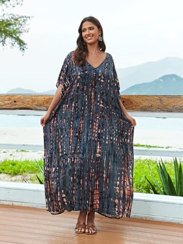 Image of Kaftan Dresses for Women Plus Size Bathing Suit Cover up Caftan Maxi Beach Dresses
