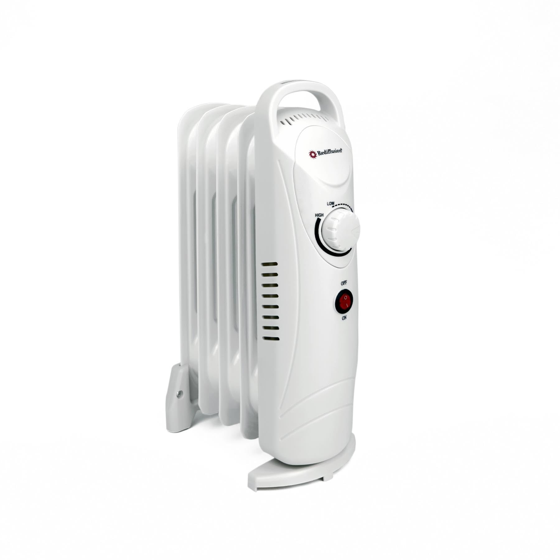 Rediffusion Oil Filled Radiator, 650W, 5 Fin, Adjustable Thermostat, Compact & Portable, Overheat Protection, Rapid Heat Convection Technology, White - REDB125A