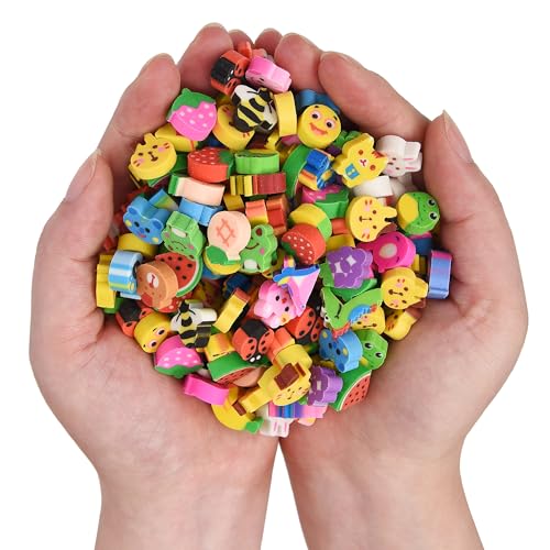 300PCS Mini Cute Pencil Erasers for Kids Animals and Fruits Erasers Bulk for Back to School Gift(Animals and Fruits Small)
