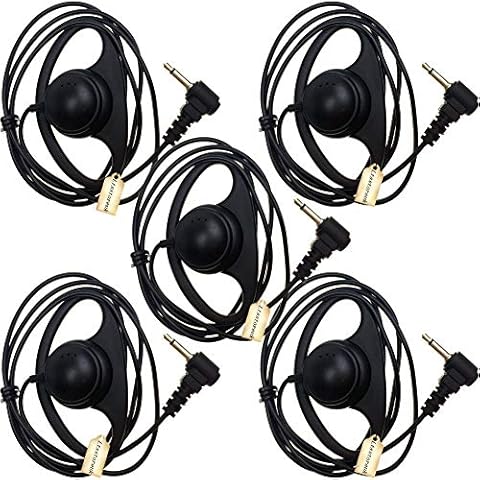 3.5MM 1 Pin D Shape Soft Ear Hook Listen/Receiver Only Earpiece Headset Compatible for 2-way Motorola Icom Ham Kenwood Radio Transceivers Pack of 5 Ltsstoreuk Cover