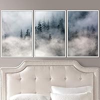 3 Piece Framed Canvas Wall Art Foggy Mountains Canvas Prints Home Artwork Decoration for Living Room,Bedroom - 16