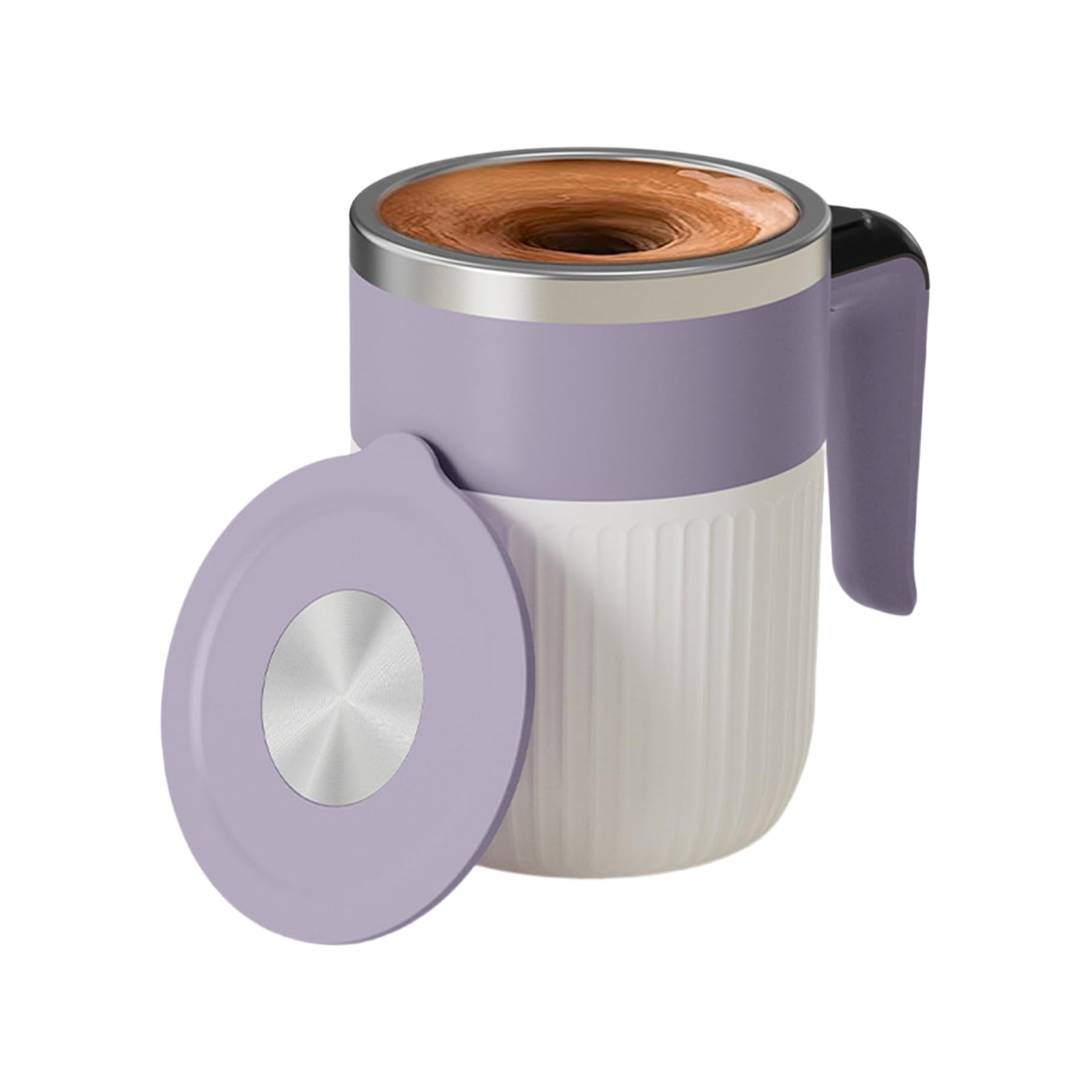 Buxuaaaa Purplewhite Easy To Clean Automatic Stirring Cup Featuring Detachable Stirrer Drink Mixing Machine For Various Beverages Coffee Automatic Stirrer