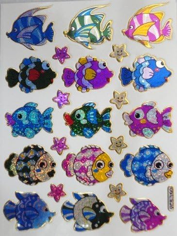 Amazon きらきらシール 3枚入り 魚 さかな 熱帯魚 M 184 シール ステッカー おもちゃ
