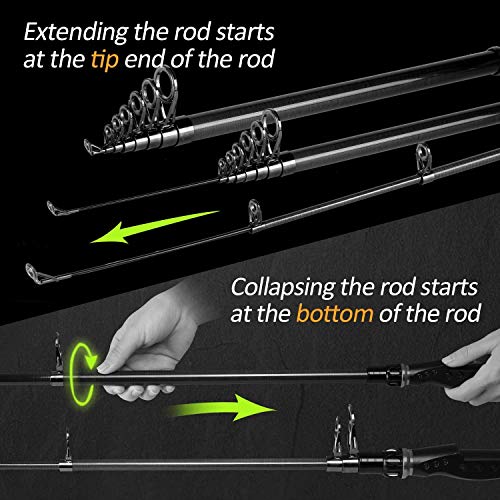 image for Pisfun Telescopic Fishing Rod Freshwater Saltwater Travel Spinning Fis