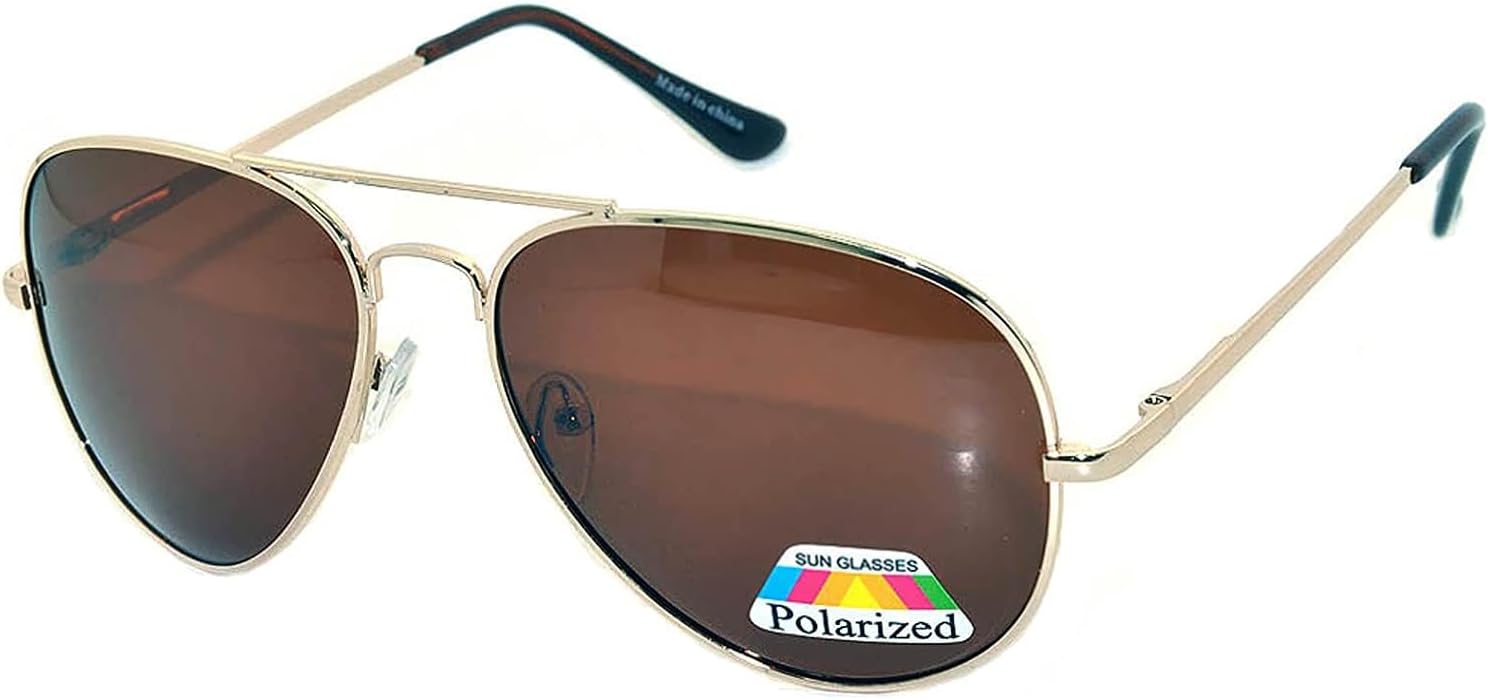 Classic Aviator Style Polarized Lens Sunglasses Metal Frame Spring Hinge