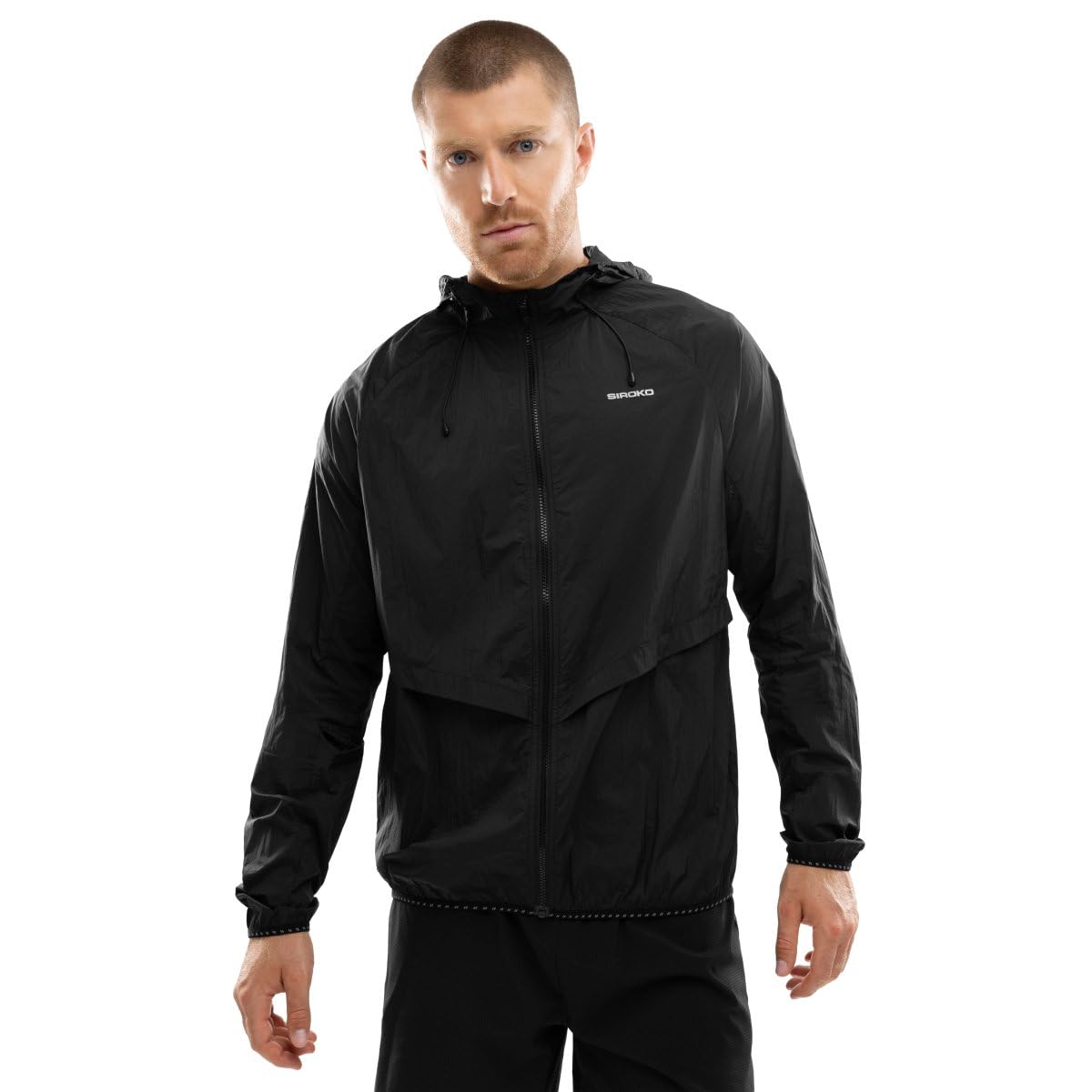 SIROKO Chaqueta cortavientos running fitness Bund Black Negro