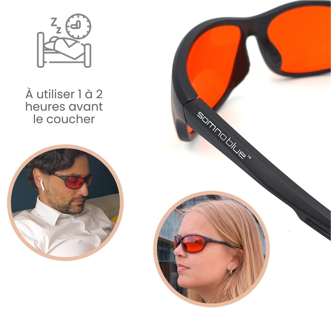 La nouvelle génération de lunettes anti-lumière bleue - lunettes de sommeil orange – Un sommeil plus efficace - amélioré - avec étui à lunettes