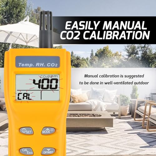 Gain Express A017755 Co2 Meter Air Quality Monitor Handheld Co2 Monitor 0~9999Ppm Measurement Carbon Dioxide Temperature Humidity Detector Ndir Sensor Indoor Outdoor Air Quality Tester thumb #5
