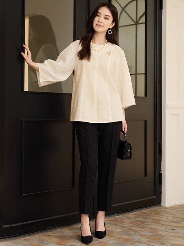 [Ellniges] セットアップ 春秋着用 七分袖プリントカジュアルセット 通勤/日常対応 コンビネーション簡単 ユニセックス 立