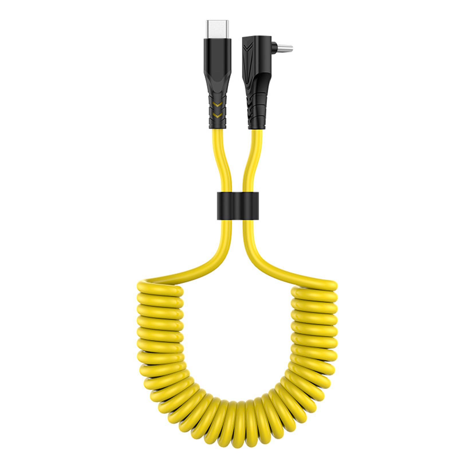Jazuaiao Coiled USB C to USB C Cable Data Speed Adjustable Length PD60W Quick Charging for Smartphones Laptops Tablets Spring Cable