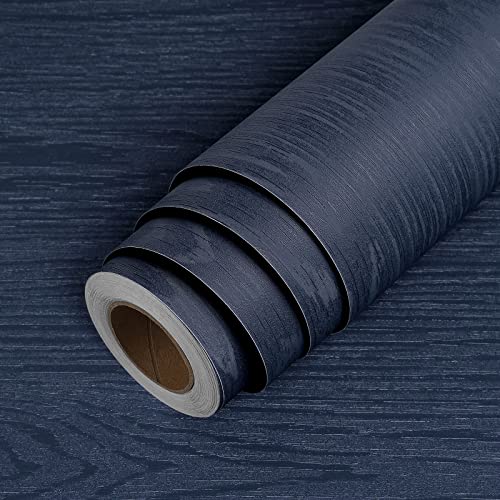 LaCheery Bleu Foncé Papier Adhesif pour Meuble Bois Chene Cuisine Plan de Travail 60cm x 400cm Revetement Adhesif Meuble Cuisine Mat Vinyle Rouleau Adhésif...