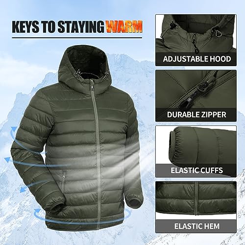 Image of Pioneer Camp Mens Lightweight Packable Puffer Jacket Hooded Insulated Thermal Puffy Winter Jackets for Running Travel