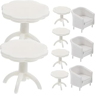 WHAMVOX 9 Pçs Mini Cadeira De Mesa Acessórios Para Casa De Bonecas Mini Acessórios Cadeira De Plástico Mini Cadeira E Modelo De Mesa Casa De Boneca Mesa Em Miniatura Casa De Boneca