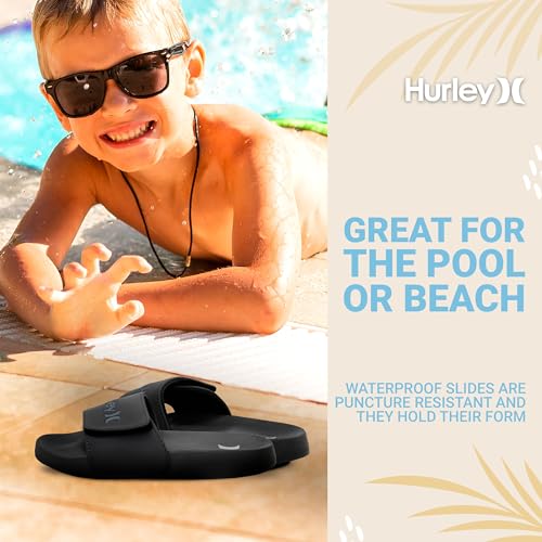 Hurley Naia Slides for Girls and Boys - Comfortable Slip-On Kids Sandals with Adjustable Strap, Unisex Slides for Indoor and Outdoor, Adjustable Sporty Slides for The Beach and Pool3