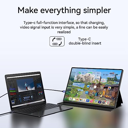 docooler Tragbarer Monitor 1080P 18,5 Zoll IPS-Bildschirm Auflösung 1920 x 1080 mit Anschlüssen Typ C/HD / 3,5 mm breit kompatibel mit Laptop Tablet Telefone – Bild 3