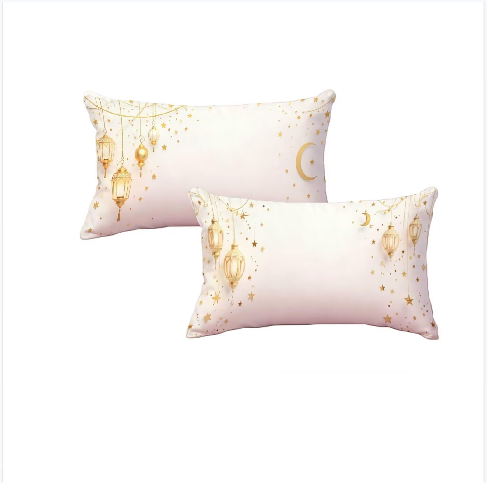 Housse coussin 50x80cm Noël en lin doré imperméable de qualité supérieure