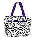 World Traveler 13.5 Inch Beach Bag, Dark Purple Trim Zebra, One Size