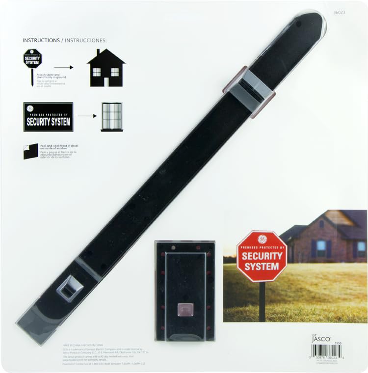 (3 pack ) GE Security Yardstake Sign with 5 Window Stickers, Home Security Sign for Yard, Home Protection Warning, Premises Protected by Security System, 36023