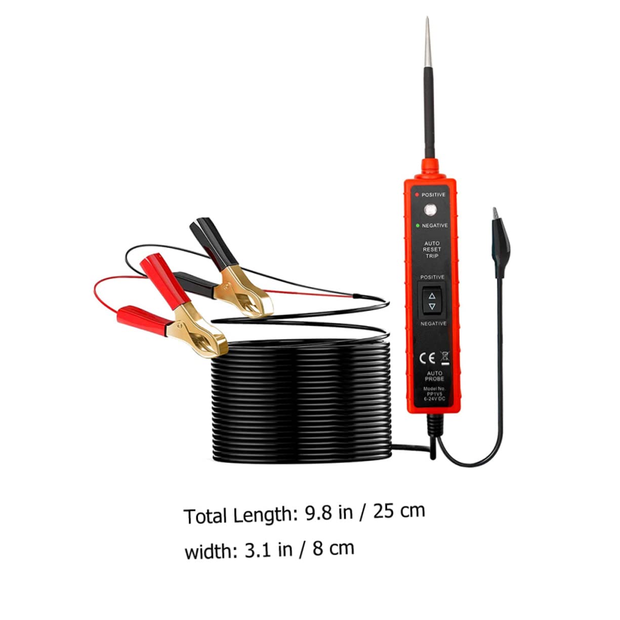 Probador Automotriz con Pinzas y Negativas Tester Eléctrico Continuidad Polaridad y Diagnóstico Sistemas Vehículo Cable Pies para y Pruebas Rápidas