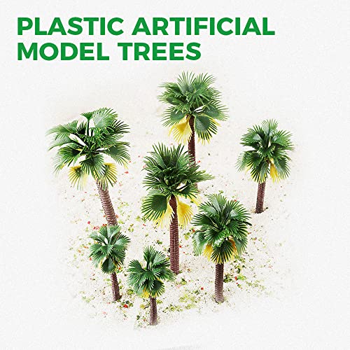 Yetaha 12Pcs Coconut Palm Tree Model, Miniature Tropical Tree, Plastic Artificial Model Trees For Diorama Train Railway Layout Rainforest Landscape Scenery Cake Decorative (3.1-6.3 Inch Mixed) #TOP6