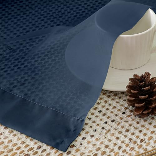 Image of OVZME Navy Blue Sheer Curtains 78 Inches Long 2 Panels - Soft Light Filtering Window Sheer Panels for Living Room /Bedroom, Top Dual Rod Pocket, 1 Pair, Each 42Wx78L Inches