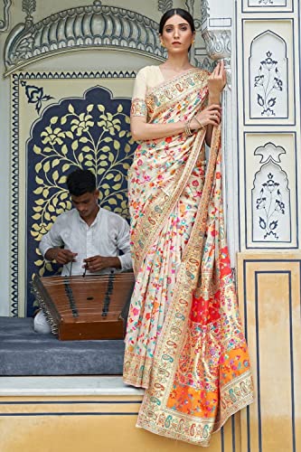 SGF11 Women's Kanjivaram Lichi Silk Saree With Blouse Piece 6.3metres - Image 3