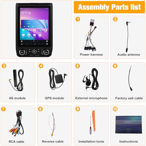 Image of 4+64G Android Radio Stereo for Ford F150 2015-2021 with 12.1inch Touch Screen Qualcomm 6125 Wireless CarPlay Android Auto DSP Bluetooth GPS Navitation