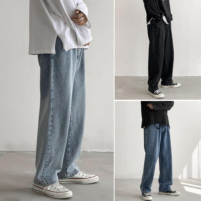 Men's Jeans Light Blue High Street Straight Leg Summer Denim Pants2