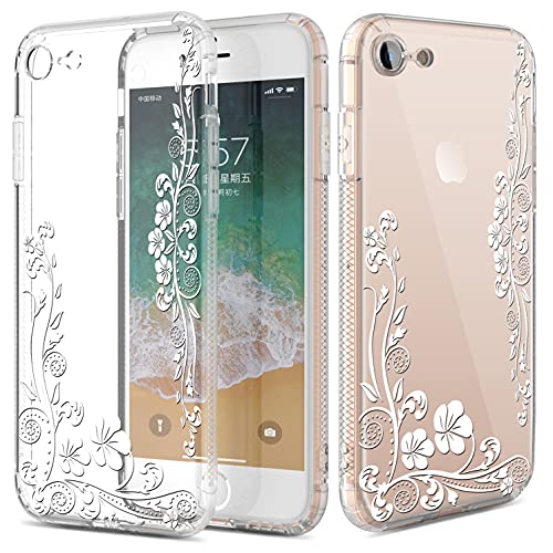 Coque iPhone 8 silicone transparente antidérapante motif floral pour femme