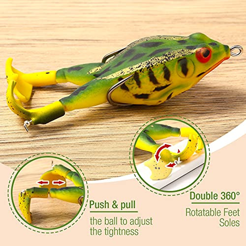 Leitee 10 Pieces Topwater Frog Lure Floating Weedless Fishing Lure Double Propeller Frog Lure Soft Bait Swimbait Floating Bait Crankbait Set For Bass Snakehead Catfish Freshwater Saltwater Fishing #TOP2