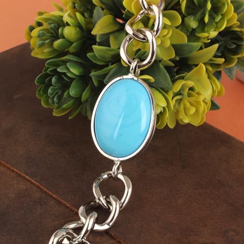 Salman Khan Bracelet for men Being Human Jewellery Steel Silver Coated Lucky Firoza Stone Friendship Band for Men & Boys And Gift Bracelet, Medium, SB-014