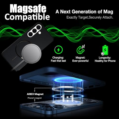 Image of AIBEX Ultra-Thin Mag-Saf Back Cover Case Compatible with Samsung S26 Plus| Slim Fit Scratch-Resistant Matte | Magnetic Wireless Charging | Microfibre Lining | Camera Protection (PC Material) - Black