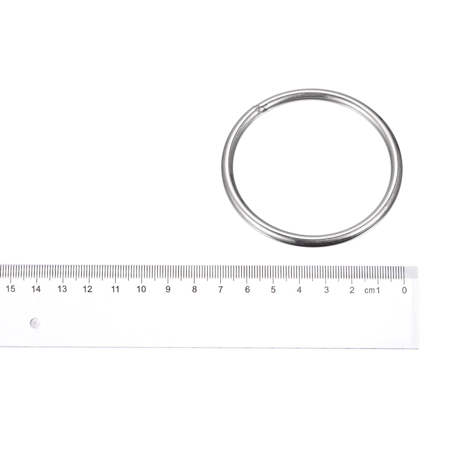 MACHSWON 304 Stainless Steel Welded O Ring 100mm(3.94") OD 6mm Thickness for Hand Bag Webbing Strap Purse Dog Collars Belts DIY Projects- 4pcs - Image 3