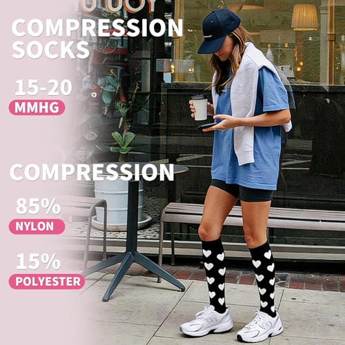 Image of Sooverki Compression Socks for Women & Men 6 Pairs is Best Supportive Knee High Stockings for Circulation, Travel, Nurses