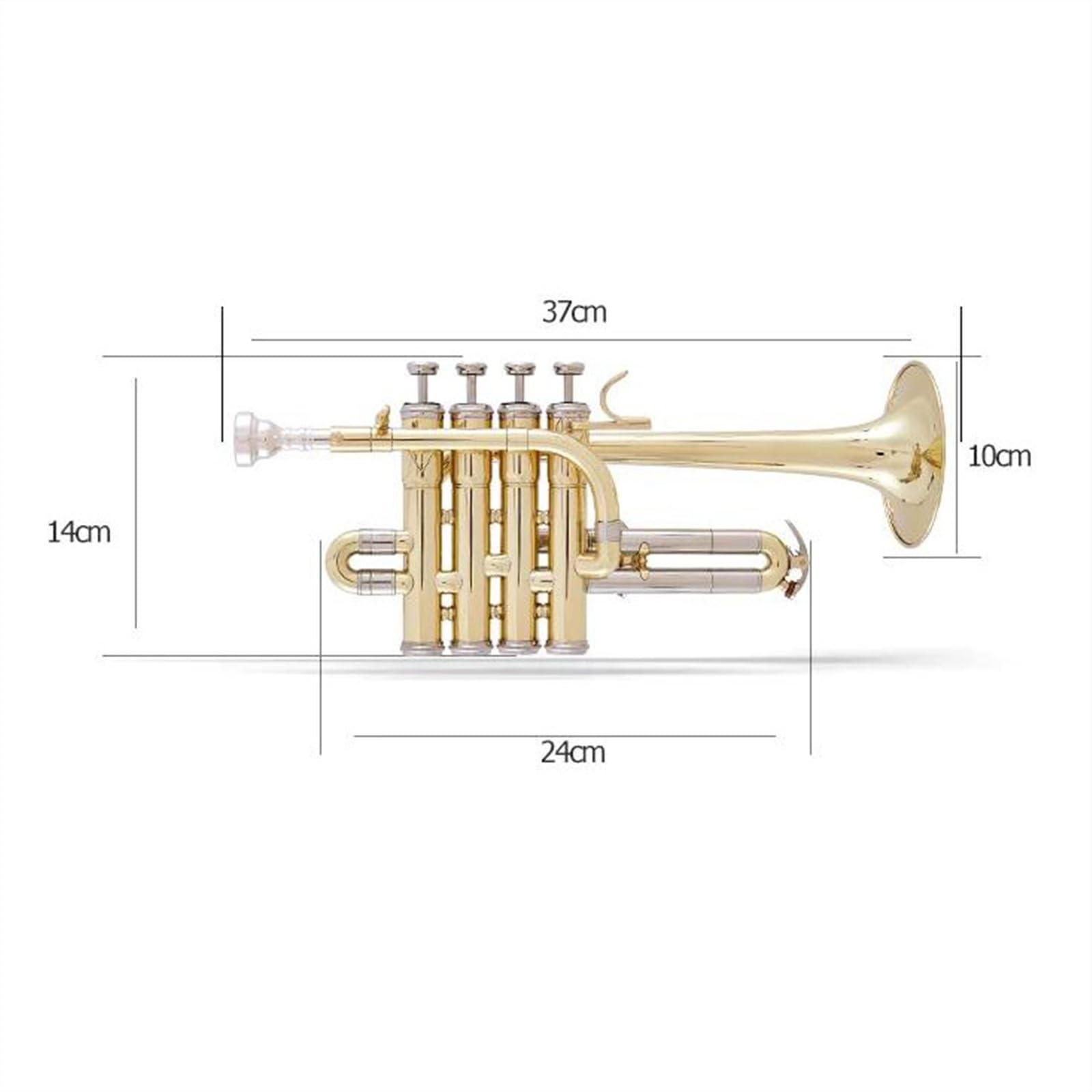 Trompeta Estándar Trompeta Piccolo Bb Profesional Superficie Lacada Dorada Trompeta Tres Tonos Pistón Alto Monel(Silver)