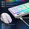Wireless Gaming Keyboard and Mouse Combo - RGB Backlit, Rechargeable, Ergonomic, for Gaming Work, Long-Lasting Built-in Battery (White)