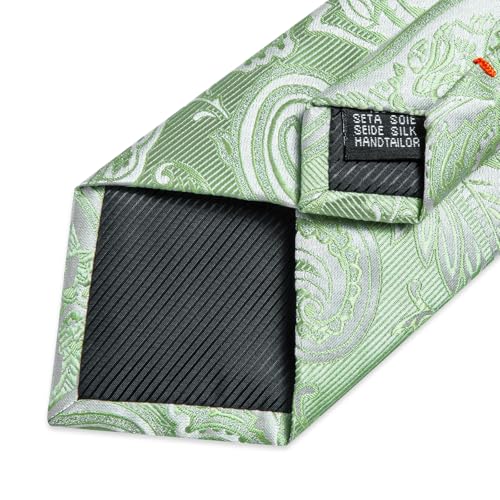 Image of DiBanGu Silk Ties for Men Necktie and Lapel Pin Brooch Set Formal Woven Paisley Plaid Striped Solid Tie Wedding Party