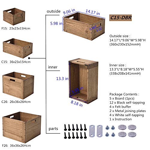 Kirigen Stackable Wood Storage Cube/Basket/Bins Organizer For Home Books Clothes Toy - Modular Open Cubby Storage System - Office Bookcase Closet Shelves C15-Dbr #TOP4