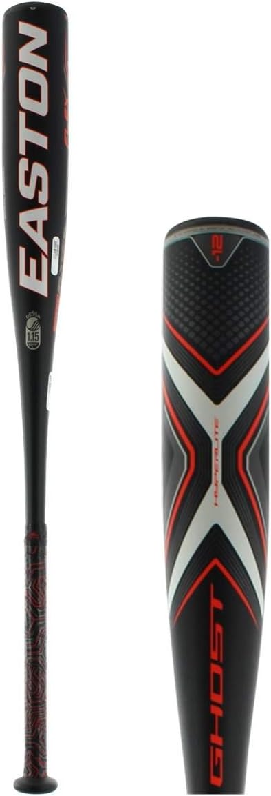 EASTON Ghost X Hyperlite -12 (2 3/4") USSSA Senior League Baseball Bat | 2019 | 1 Piece Composite | EXACT Carbon | Speed End Cap | Lizard Skin Grip