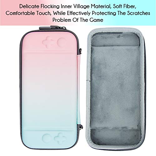 Carrying Case for Nintendo Switch, Portable Hardshell Travel Slim Case for Nintendo Switch/Switch Lite With 8 Game Card Pockets, Inner Soft Fiber Material to Protect The Screen, Blue And Pink Gradient