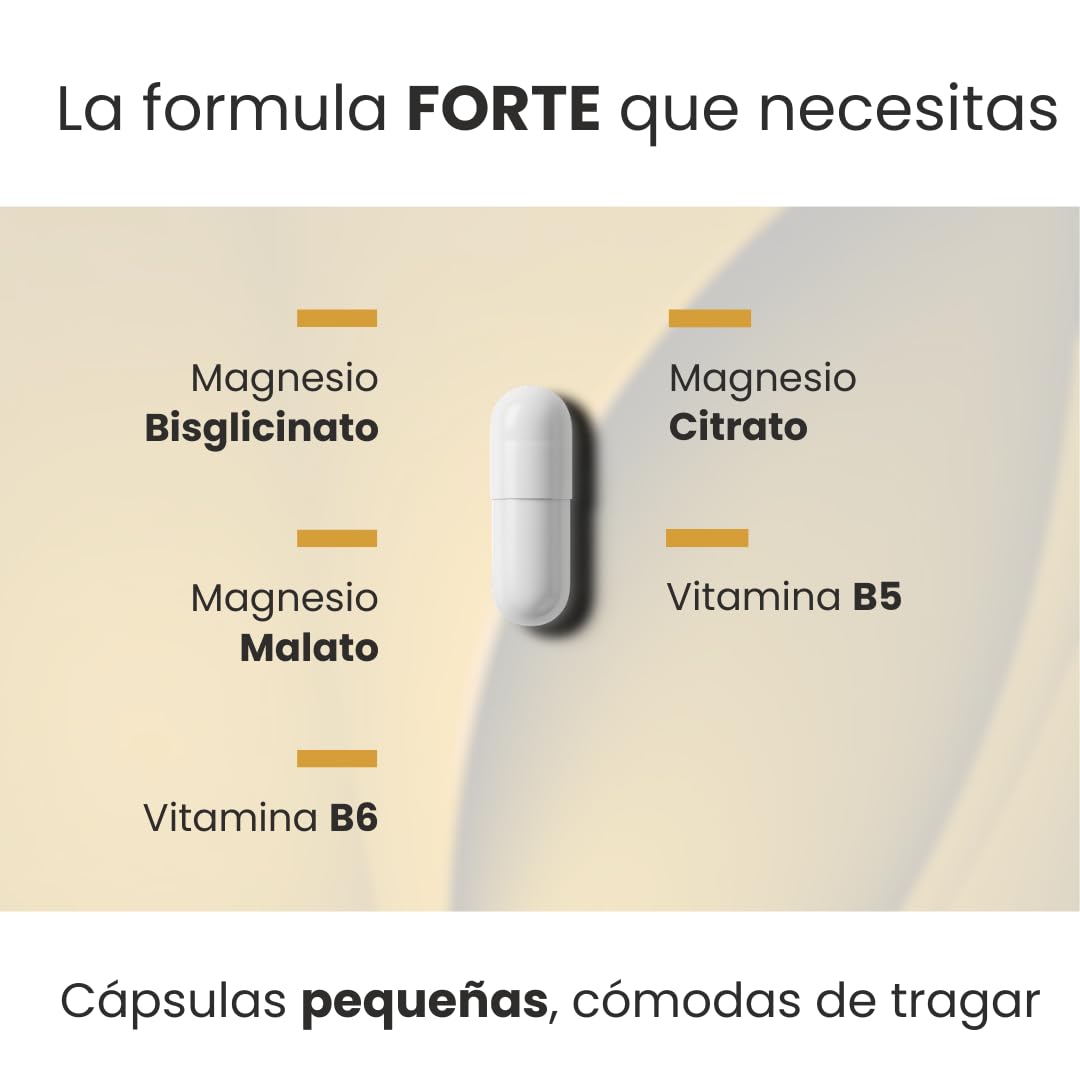 Triple Magnesio con Bisglicinato, Citrato y Malato de Alta Biodisponibilidad | 120 Cápsulas Fáciles de Tragar | Mejora Descanso, Sueño y Concentración – MagnesioForte Avanceutics Pack 2 Meses