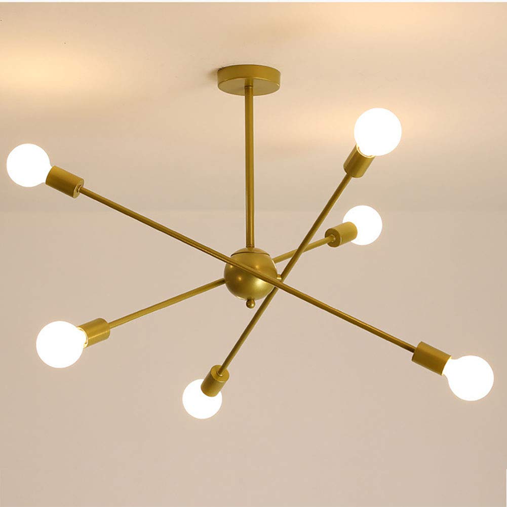 Lampadario Moderno a 6 luci Sputnik Mid Century, Lampada a Sospensione Industriale in Ferro per Cucina, Sala da Pranzo, Soggiorno - Nero. È così Gentile da Parte Tua.