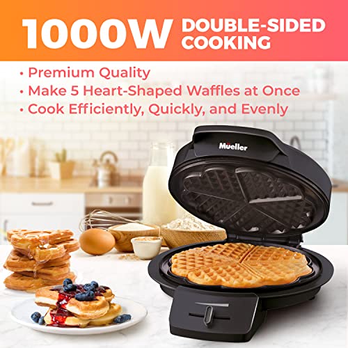 Müellerhome WM-370 Mueller Heart Waffle Maker, 5 Belgian Waffle Iron thumb #1
