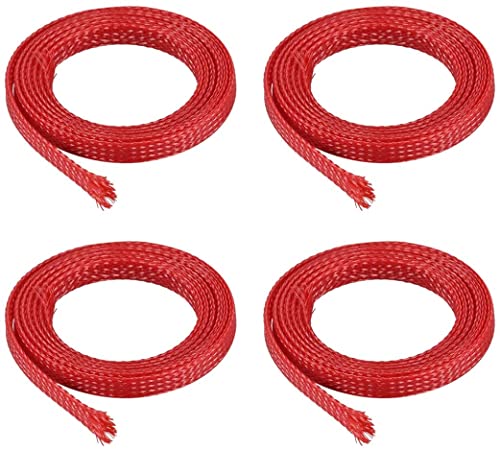 XYWHPGV 3ft - 15/64 inch PET Expandable Cable Sleeve - Wire Sleeving for Audio Video and Other Home Device Cable Wire 4PCS - Red(31f43 9a272 1ecef 5349e fd5e5 9be5a