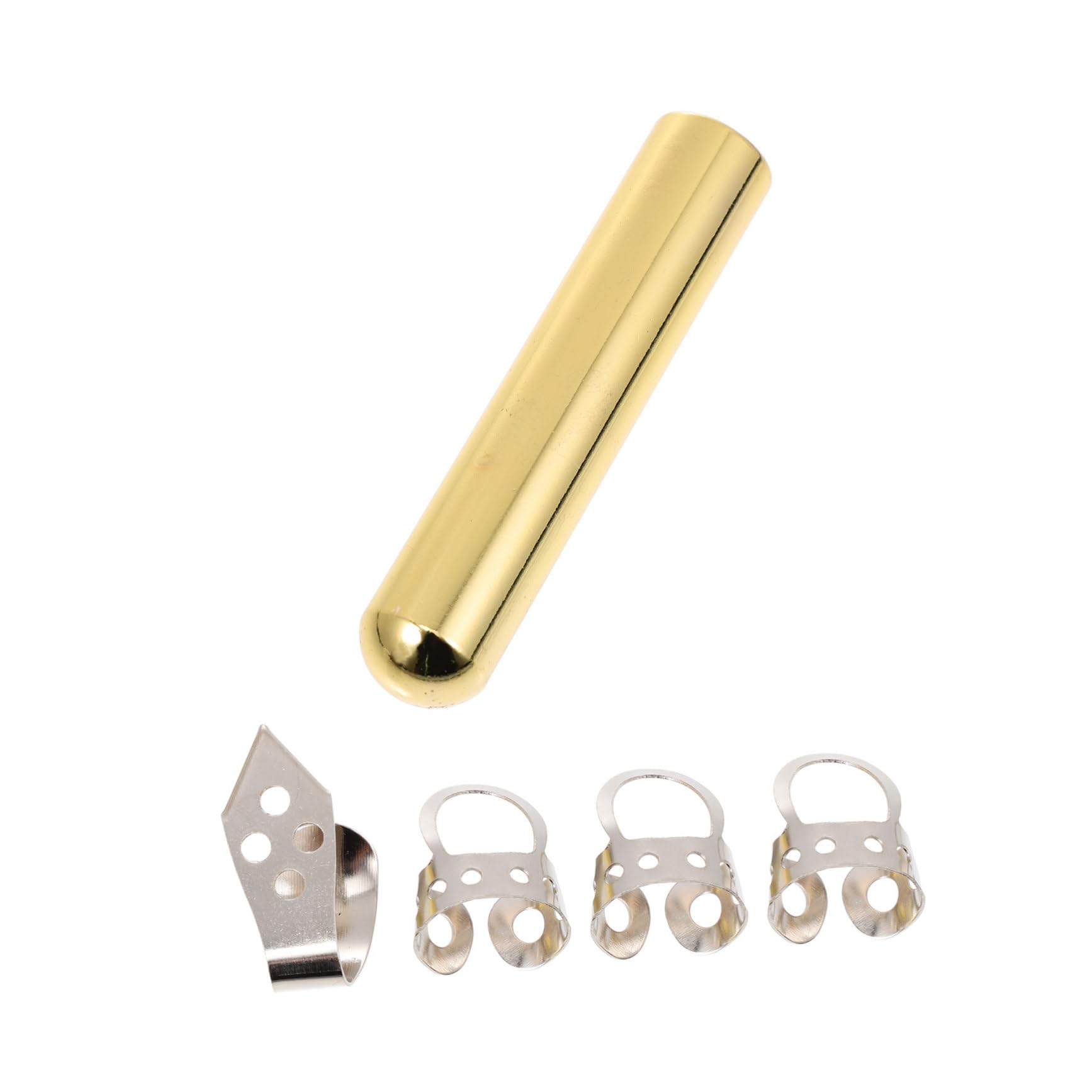 FUNOMOCYA Electric Guitar Slides Set 4 Metal Finger Slides Round Nosed Slide Bar for Guitars Gold