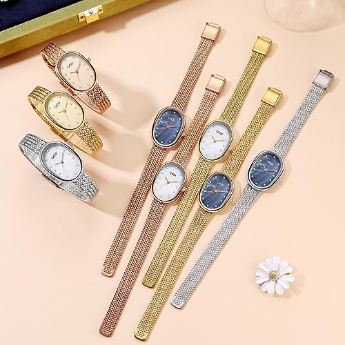 Toocat 1260 Fashion Elegant Women'S Quartz Watch,Oval Dial, Mother-Of-Pearl Face, Slim Minimalist Design, Adjustable Stainless Steel Mesh Band,Waterproof Quartz Wristwatch thumb #5