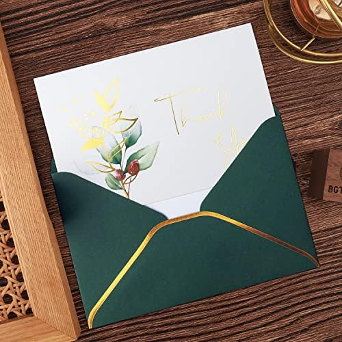 Greenery Thank You Cards | 36 Pack Eucalyptus Gold Foil Thank You Card with Envelopes & Sticker Thank You Notes 15x10 cm for Baby Shower Wedding Small Business Graduation Funeral Bridal Shower