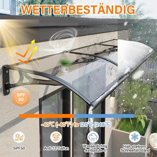 Auvent de porte d'extérieur imperméable en polycarbonate gris A2 - 4