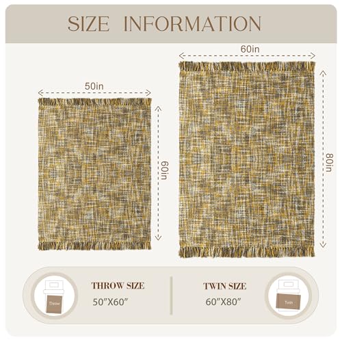 GINAMUSE Multi-Color Gold Cable Woven Throw Blanket for Couch,60"X80" Boho Style Textured Blankets for Home Decor,Super Soft Warm Cozy Chunky Blanket with Decorative Tassels for Bed and Sofa by GINAMUSE - Image 9